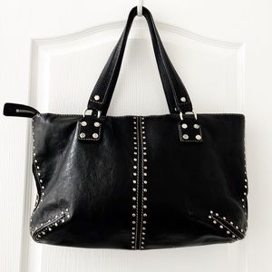 MICHAEL KORS Black Leather Studded Tote/Shoulder Bag Size 17”x 11”x 4”